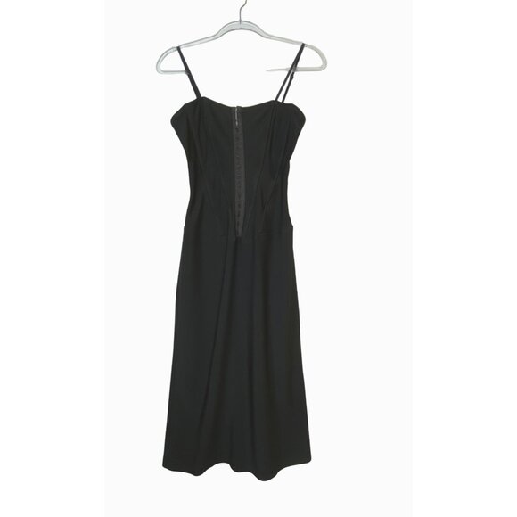 Vintage Arden B Black Corset Midi Dress Large Pinup Stretch Retro Sexy Y2K‎ Goth - Picture 1 of 5